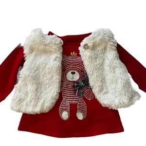 GYMBOREE Faux Fur Vest (6-12 mth) FIRST IMPRESSIONS PLAY T-shirt  (6-9 months)